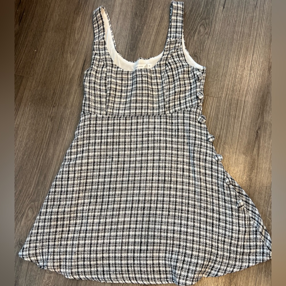 Altar'd State Black and White Plaid Mini Dress